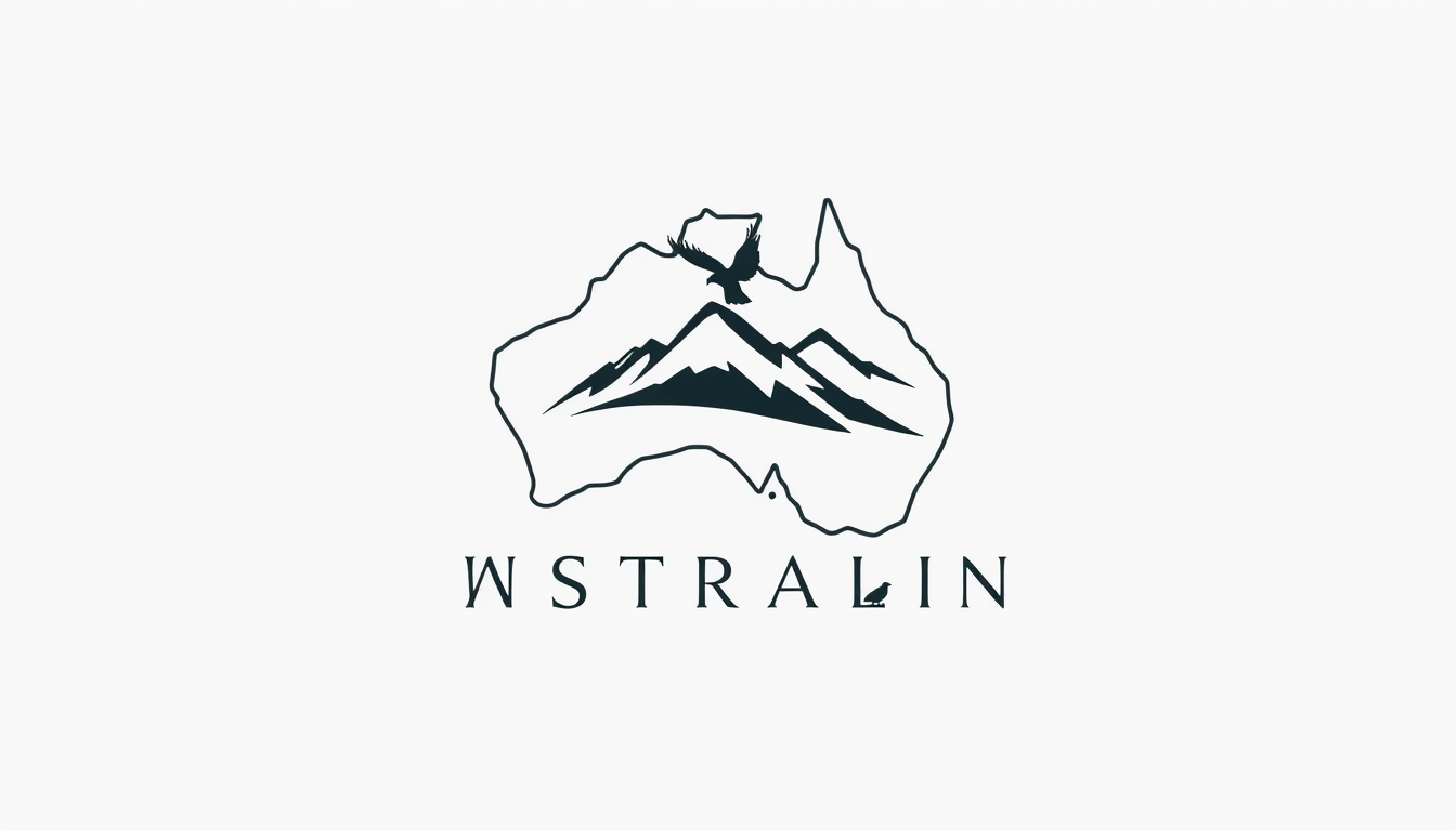 Monogram Logo idea: monogram logo combining the letters Design a luxury abstract Australian wilderness logo using smooth flowing lines. Blend a subtle Australia silhouett