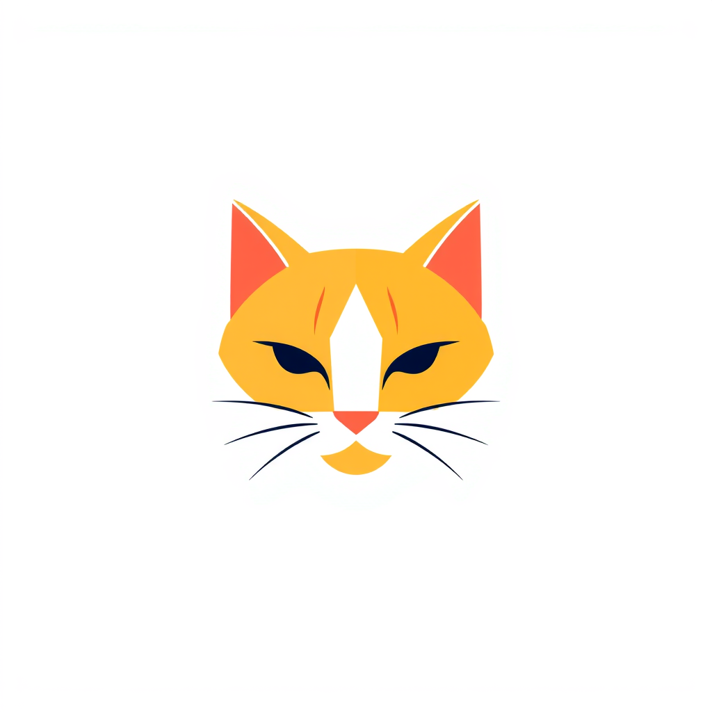 Minimalist Logo idea: minimalist logo, simple geometric mark for Hazme un logo para una repostería de un tierno gatito color naranja y un postre de pastel de fresa , flat v