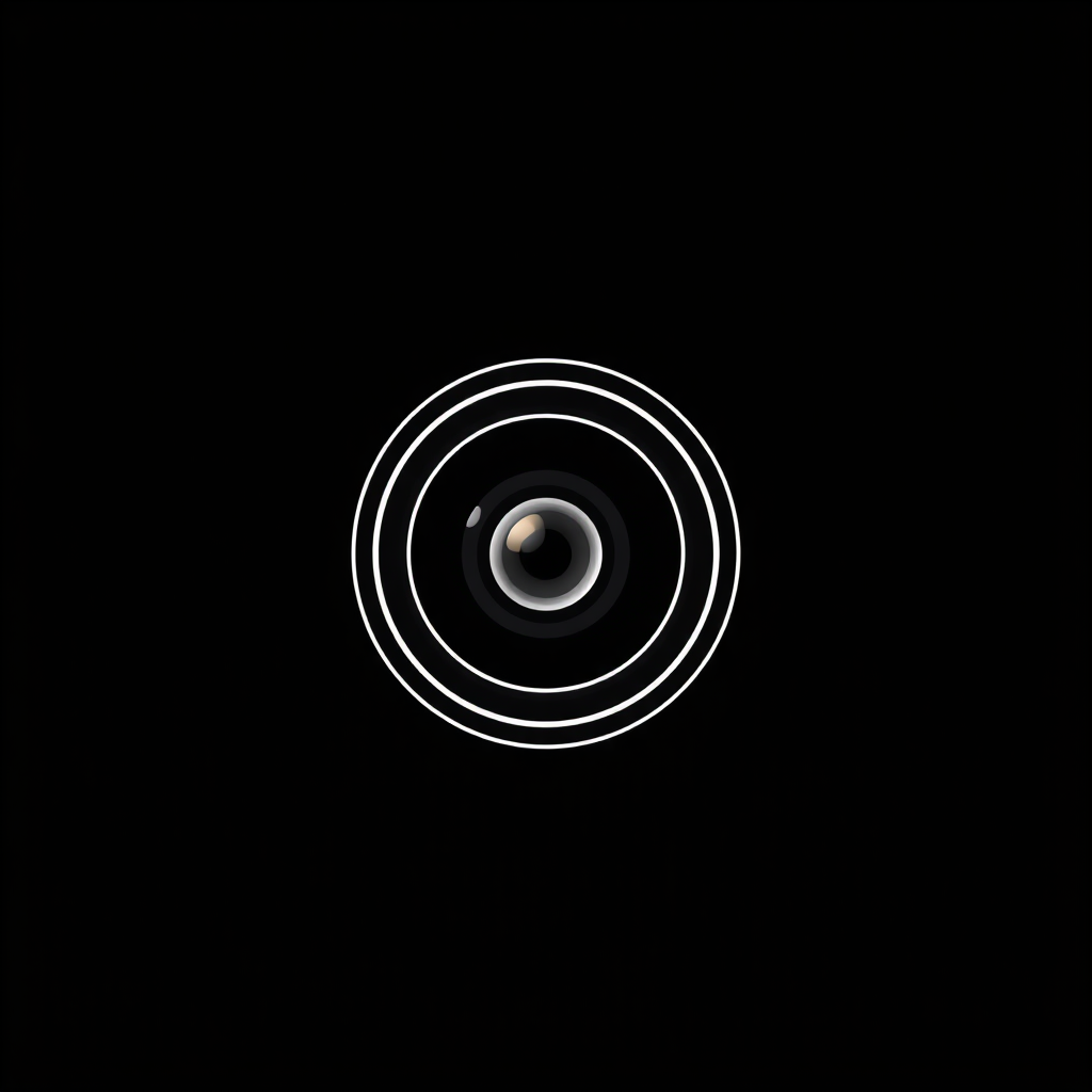 Minimalist Logo idea: minimalist logo, simple geometric mark for Minimalist logo for "photo_ale.jpg". Elegant camera lens with thin concentric rings and a subtle aperture. 