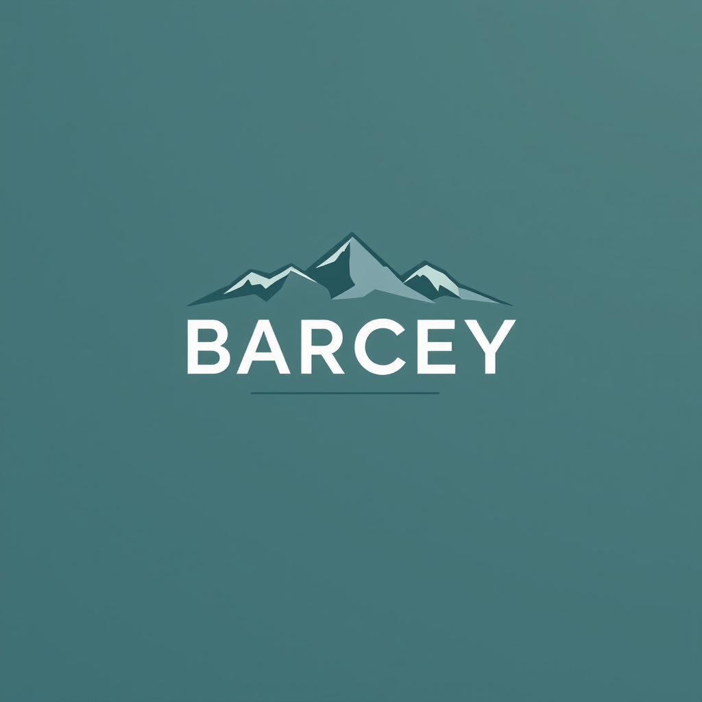Main logo studio: Create a premium minimalist outdoor fishing brand logo for “BARCEY” simple line for waves and use a stormy solid color background maybe asd mountains 