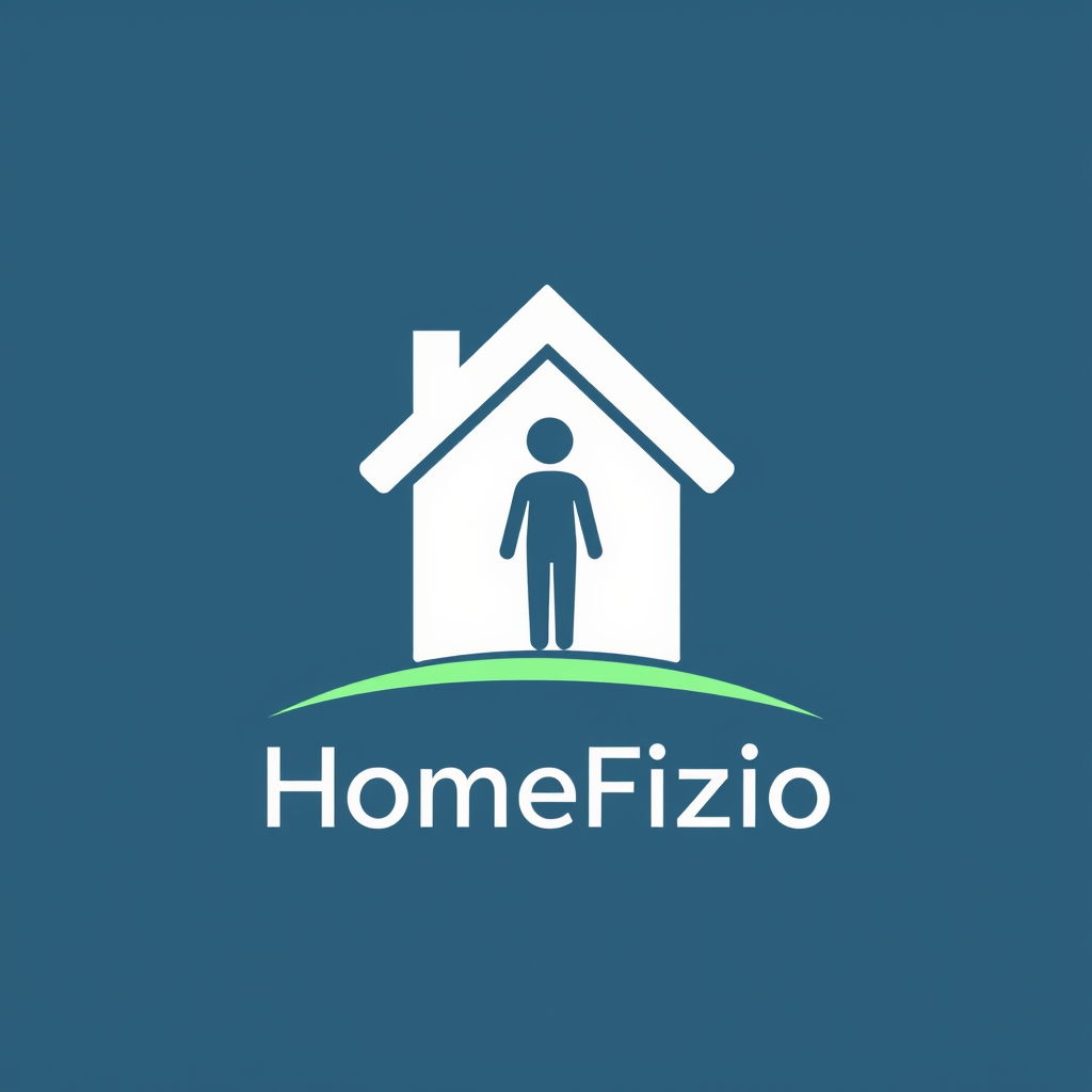 Main logo studio: Generate a logo for a company called "HomeFizio" which does physiotherapy. The logo should have a home icon, a figure of a human inside the home and u