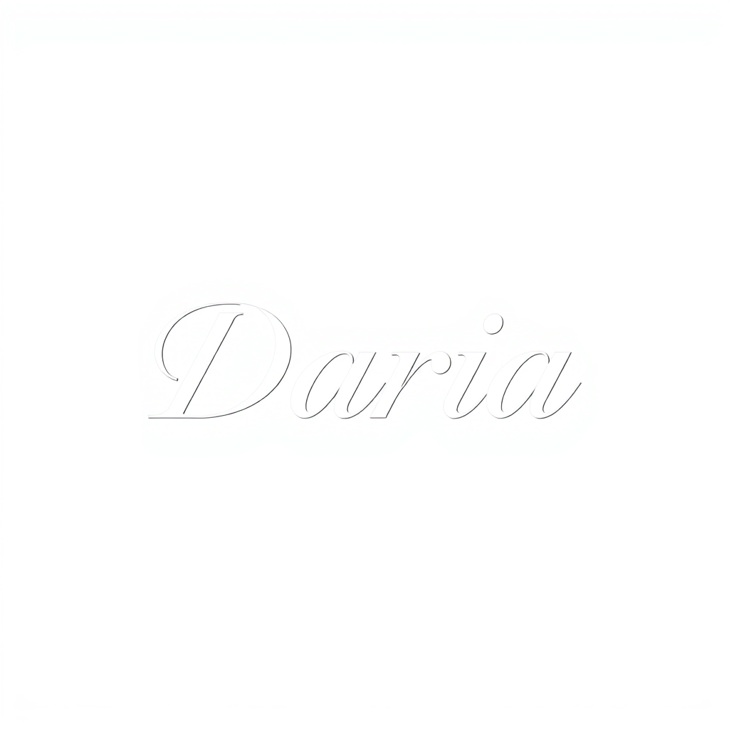 Wordmark Logo idea: wordmark logo of " Daria " e brandul iar stilul e luxury design , bold clean typography, flat vector logo, centered, solid white background, high cont