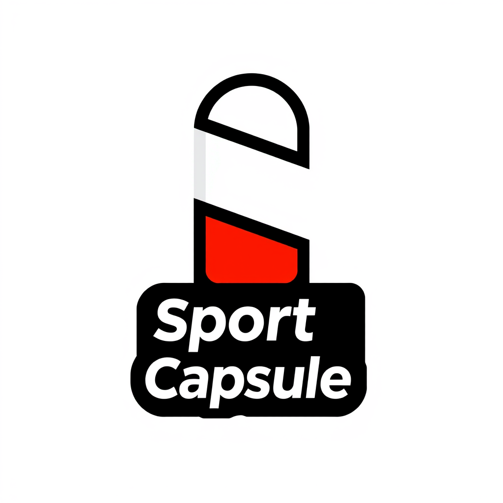 Minimalist Logo idea: minimalist logo, simple geometric mark for Modern minimalist "Sport Capsule" logo for a sports media brand. Bold, clean, energetic, memorable. with ba
