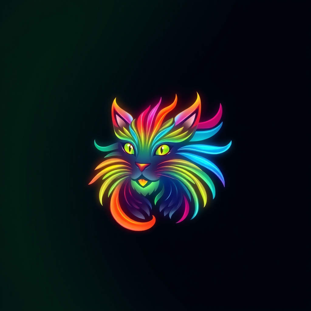 Main logo studio: Buat kan logo kucing versi pelangi yang sangat indah. Versi apii