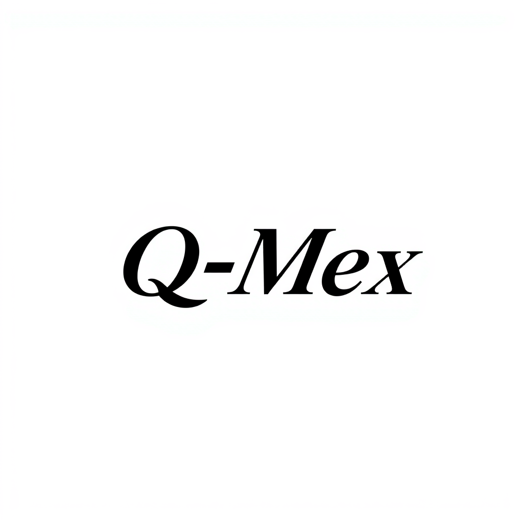 Main logo studio: Create a timeless professional wordmark logo for “Q-Mex”. Focus entirely on the typography: elegant, refined, distinctive and highly legible. The lett