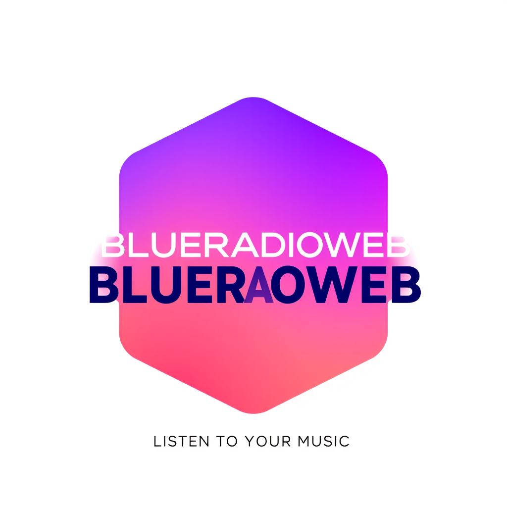 Gradient Logo idea: gradient logo for Générer un logo radio de forme hexagonal BLUERADIOWEB avec slogan LISTEN TO YOUR MUSIC , smooth color gradient, modern vibrant color