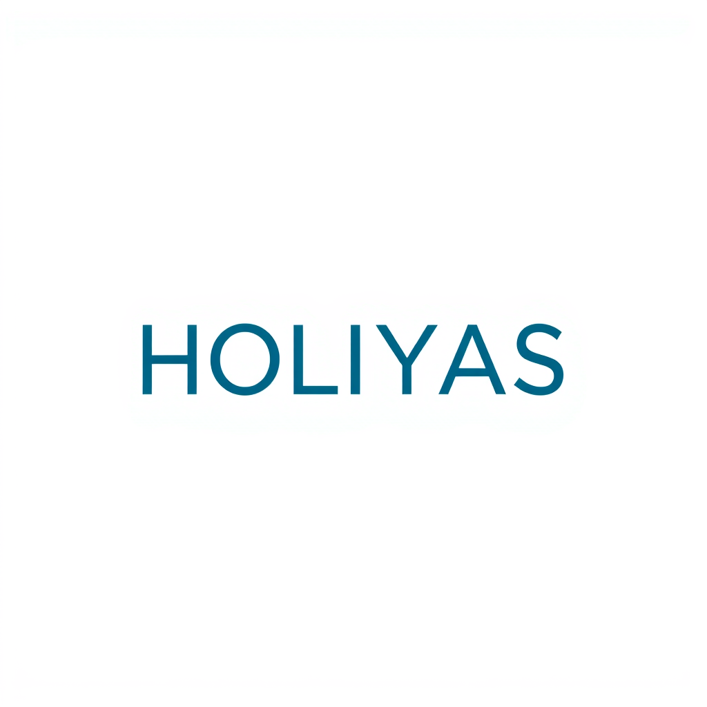 Main logo studio: Create a premium minimalist logo for HOLIYAS, an international holiday travel brand. Use light sky blue and white. Create a simple, elegant abstract s