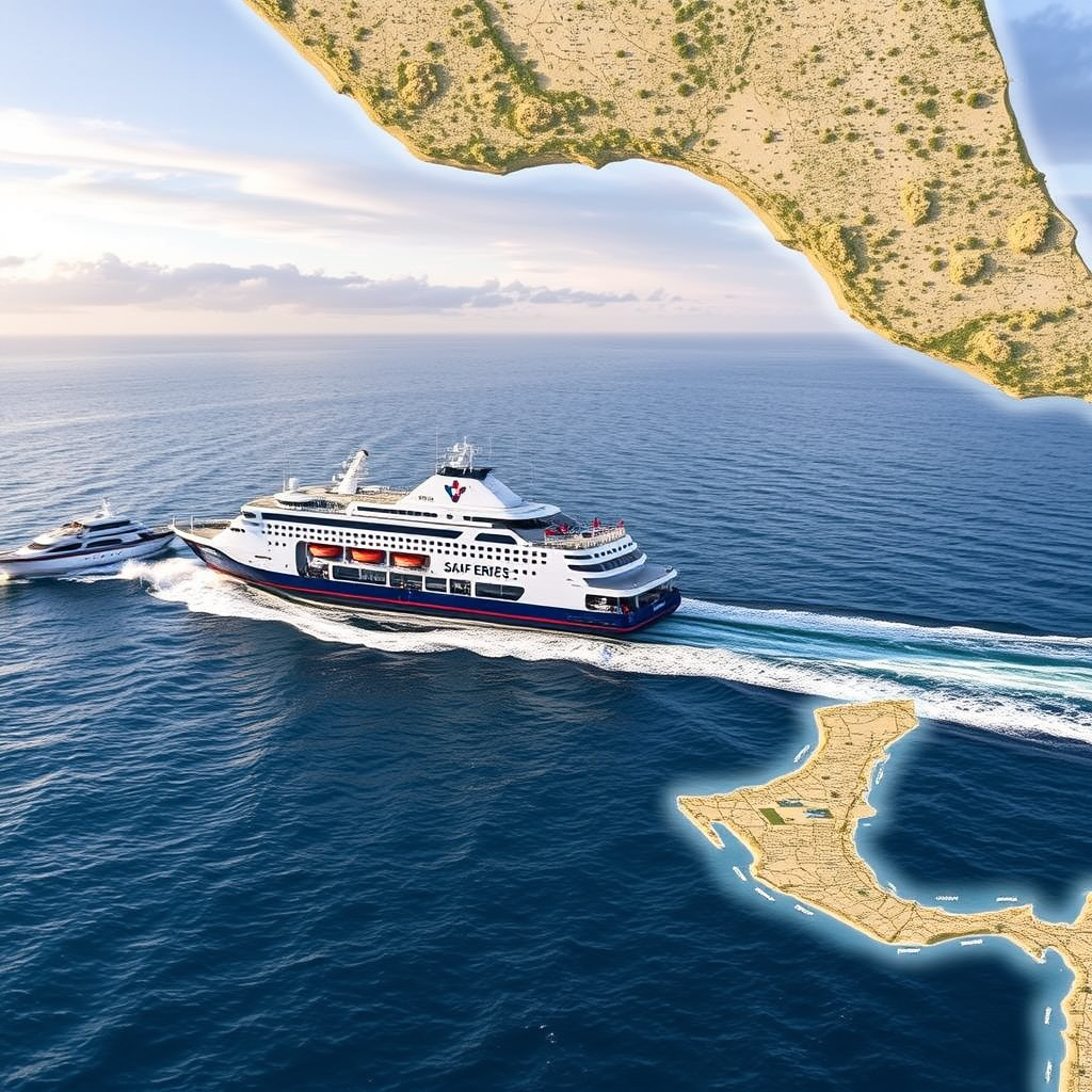 Main logo studio: Virtual map ferry companie named STAFE FERRIES located in the south east coasts of Mexico
