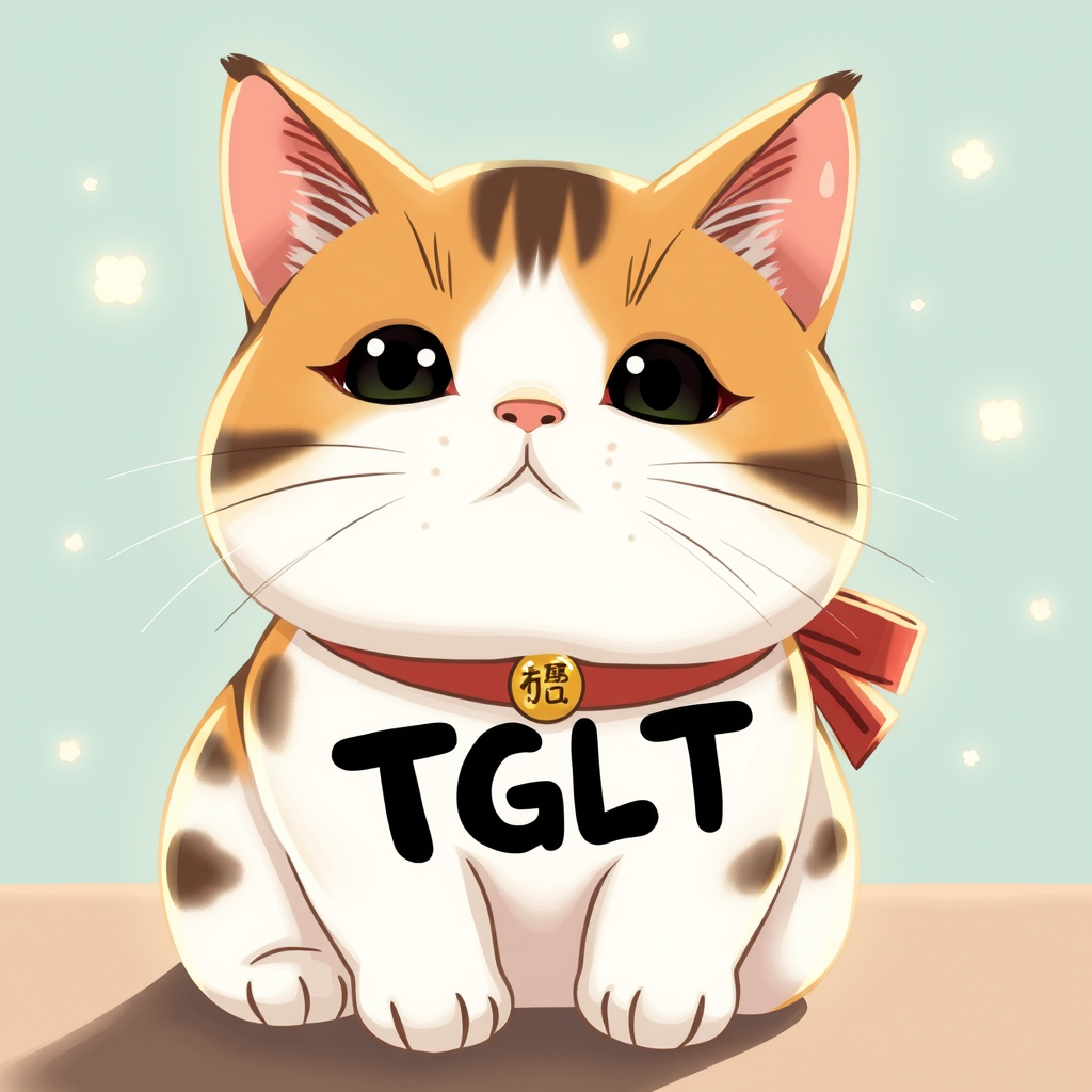 Main logo studio: shows “TGLT” on a manekineko cat in the style of ghibli anime