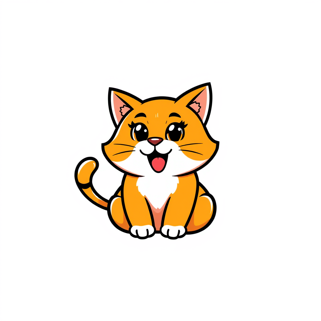 Mascot Logo idea: mascot logo of Podrías hacerme un logo para postres lindo relacionado con los postres que sea un gato naranja femenina al estilo de los personajes chi