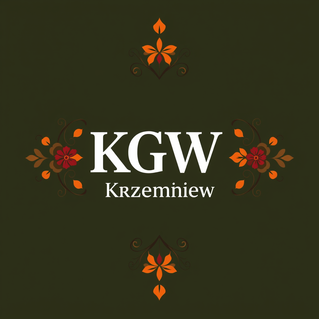 Main logo studio: Stwórz kolorowe, radosne logo dla „KGW Krzemieniew”. Polski folklor inspirowany wzorami łowickimi: barwne kwiaty, maki, chabry, malwy, ludowe ornament