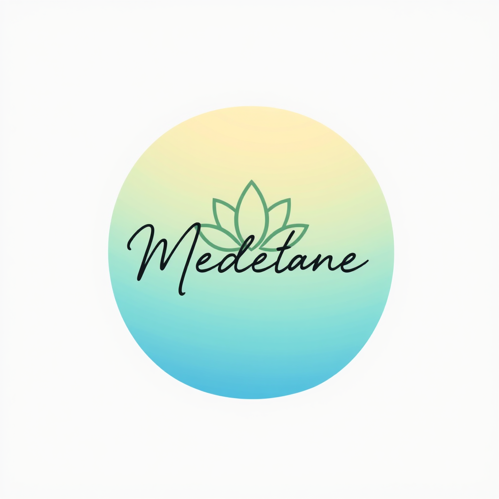 Signature Logo idea: signature logo of the name rounded app icon logo for a meditation app, calming gradient, lotus symbol , elegant handwritten calligraphy, flowing scrip