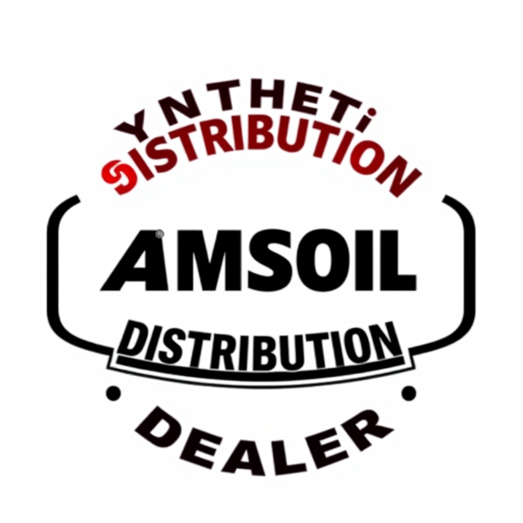 Badge Logo idea: badge logo for Synthetic Distribution LLC is an AMSOIL dealer,synthetic motor oils, lubricants , bold badge design, text enclosed in a rounded rectang