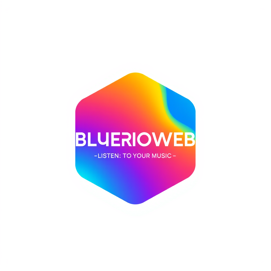 Gradient Logo idea: gradient logo for Générer un logo radio dans une forme hexagonal au nom de BLUERADIOWEB avec le slogan LISTEN TO YOUR MUSIC , smooth color gradient, m