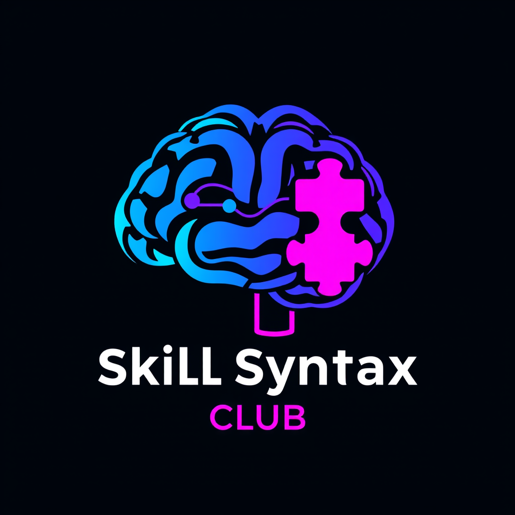 Main logo studio: Create an eye-catching logo symbol for Skill Syntax Club. No words. Transform programming code and syntax into an abstract intelligent brain, with the