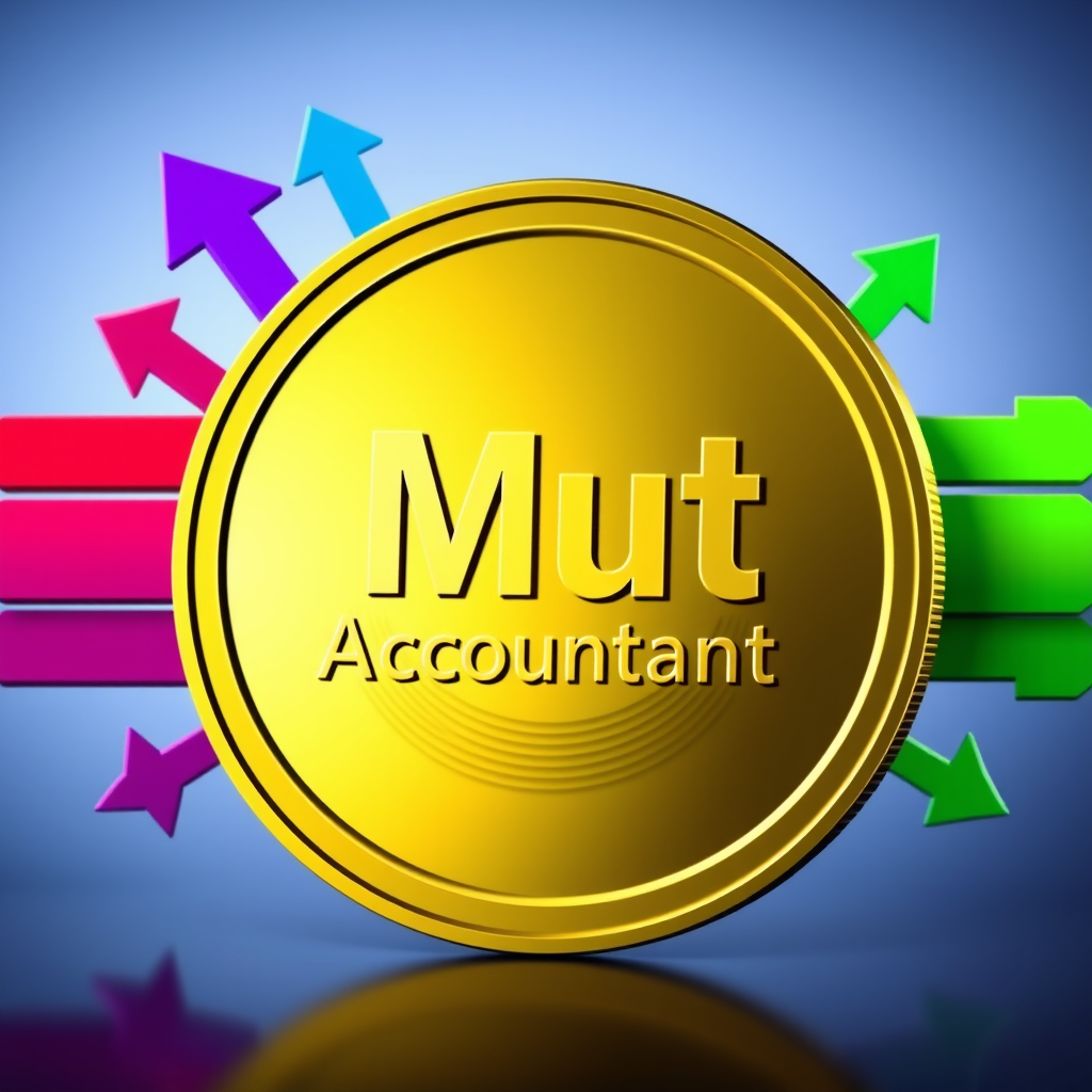 Main logo studio: Big gold coin with up arrows behind along side it blue, red, purple, and green. Can you add symbols at the end of the arrows to indicate success or wi