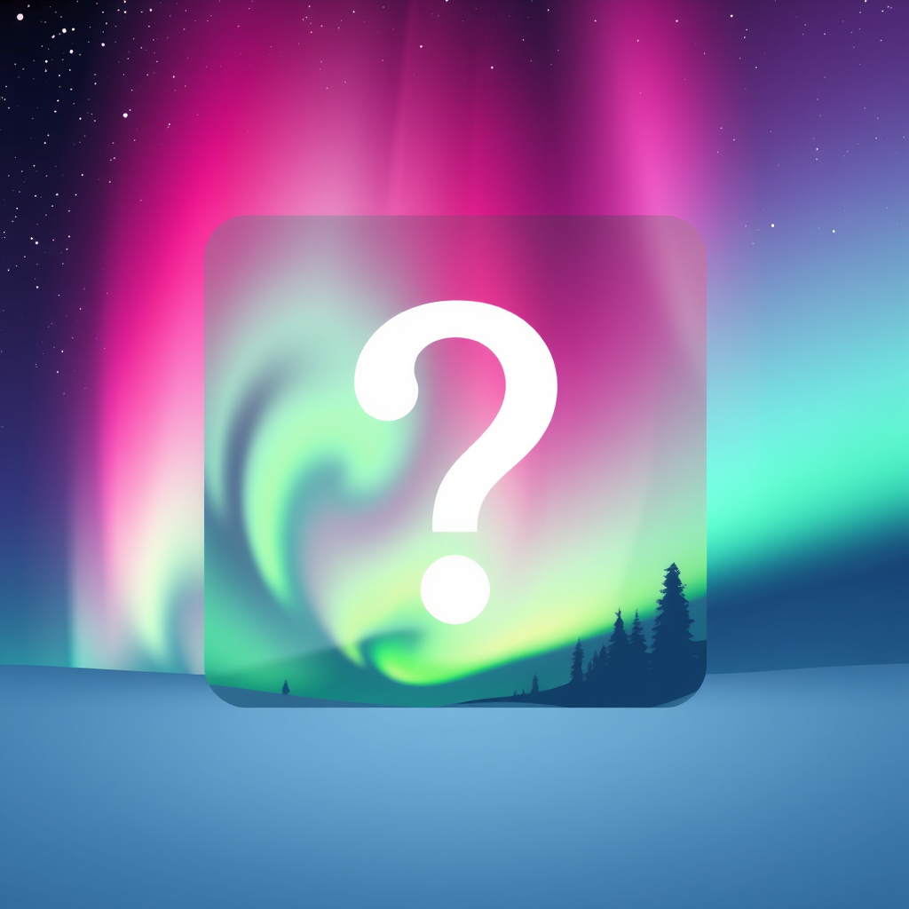 Main logo studio: Icone : question dans un carré couleurs : nordic aurora Style : outline Trait : épaisseur moyenne, régulière, légèrement arrondie