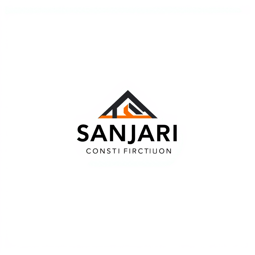 Abstract Logo idea: abstract logo mark for Sanjari Construction-symbol only, no text, no letters , geometric abstract shape, modern minimalist mark, clean lines, flat vec