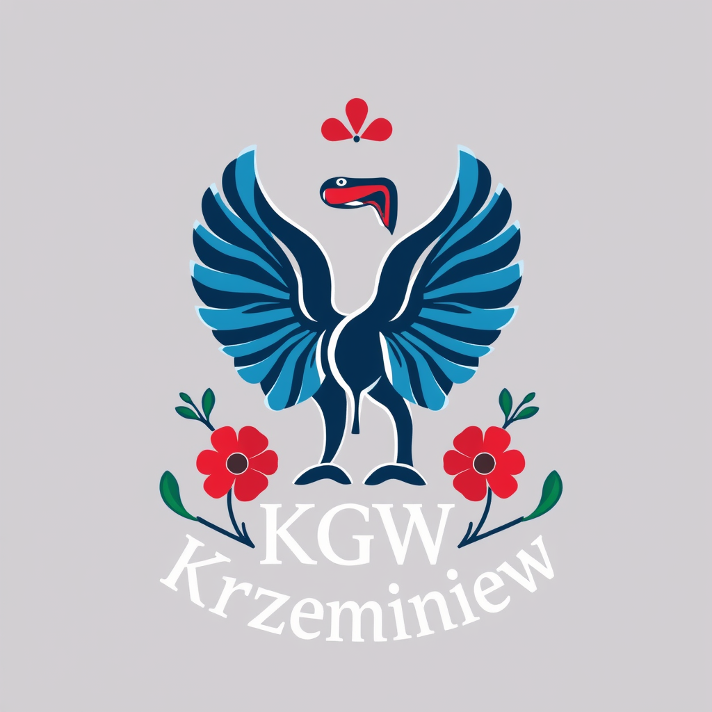 Main logo studio: Stwórz kolorowe, radosne logo dla „KGW Krzemieniew”. Polski folklor inspirowany wzorami łowickimi: barwne kwiaty, maki, chabry, malwy, ludowe ornament