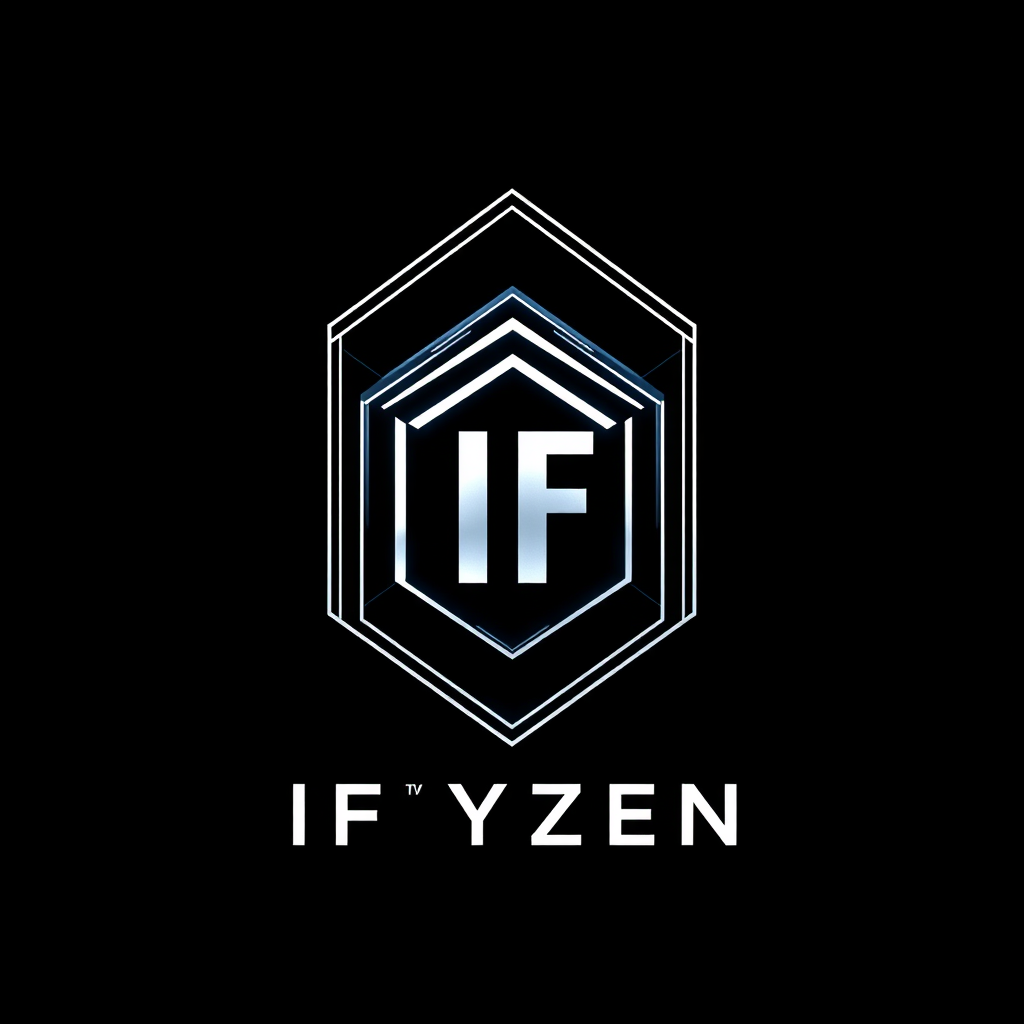 Main logo studio: Create a premium logo for IFYZEN, a futuristic YouTube and Instagram brand about AI what-if scenarios, impossible worlds and alternate realities. Desi
