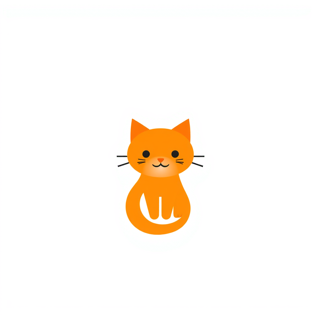 Minimalist Logo idea: minimalist logo, simple geometric mark for Podrías hacerme un logo lindo relacionado con un gato naranja que sea kawaii , flat vector, clean lines, ce