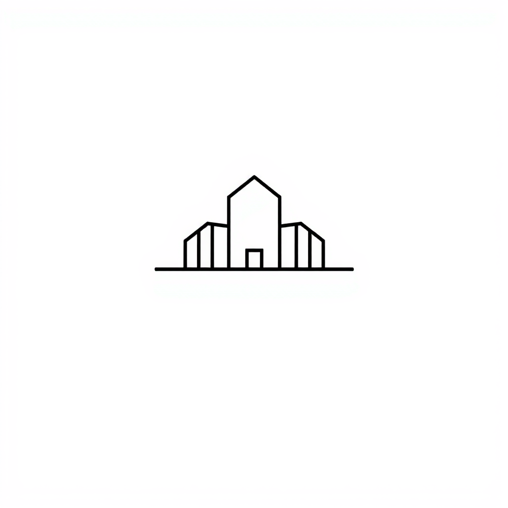 Minimalist Logo idea: minimalist logo, simple geometric mark for Minimal architectural line art, abstract building forms, clean thin black lines, white background, geometri