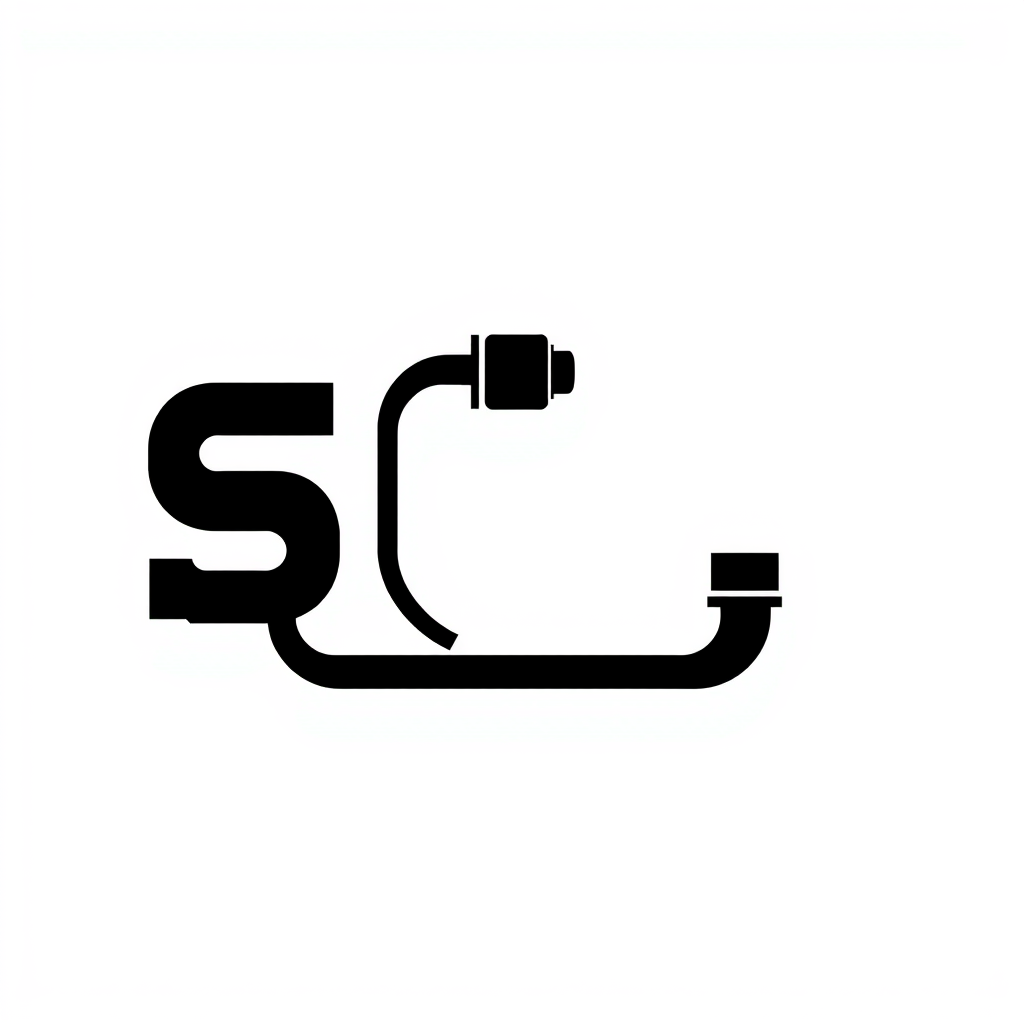 Main logo studio: Design a distinctive minimalist wordmark for "SHAHICO". Build the letter "S" using clean industrial electrical cables and cable connectors, and build