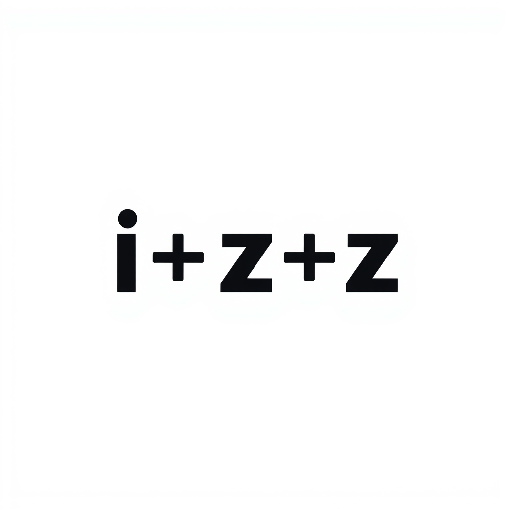 Wordmark Logo idea: wordmark logo of i+z+z , bold clean typography, flat vector logo, centered, solid white background, high contrast, professional brand identity