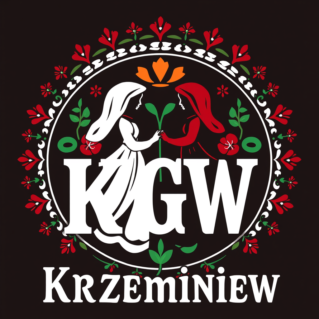 Main logo studio: Stwórz kolorowe, radosne logo dla „KGW Krzemieniew”. Polski folklor inspirowany wzorami łowickimi: barwne kwiaty, maki, chabry, malwy, ludowe ornament