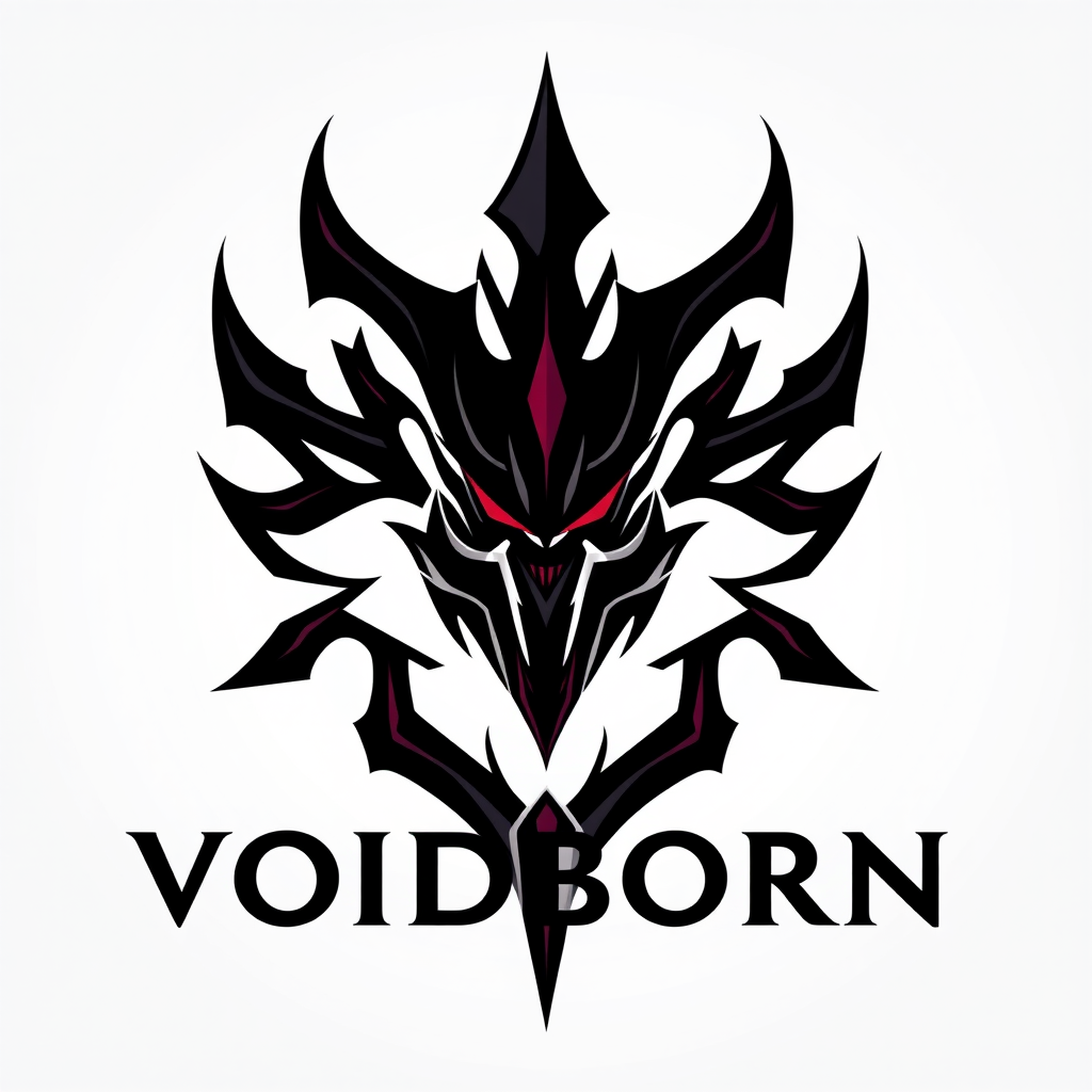 Main logo studio: Premium professional esports logo for Dota 2 team VOIDBORN. Dark, intimidating, mysterious and elite, inspired by an ancient entity emerging from a co