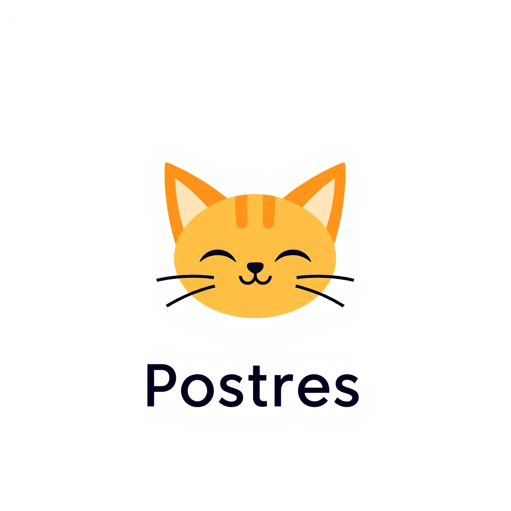 Minimalist Logo idea: minimalist logo, simple geometric mark for Podrías hacerme un logo para postres lindo relacionado con un gato naranja femenina al estilo kawaii cute q