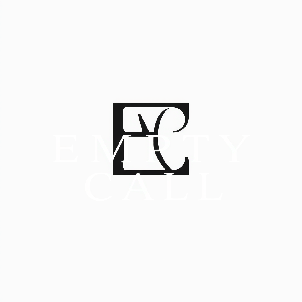 Monogram Logo idea: monogram logo combining the letters “EMPTY CALL band logo , monogram , elegant intertwined letterforms, flat vector logo, centered, solid white backgr