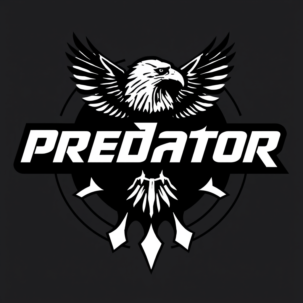 Main logo studio: Mein Logo soll so aus sehen : es gibt einen Schrift zu wo steht Predator und darum flogt ein Adler oder ein Falke