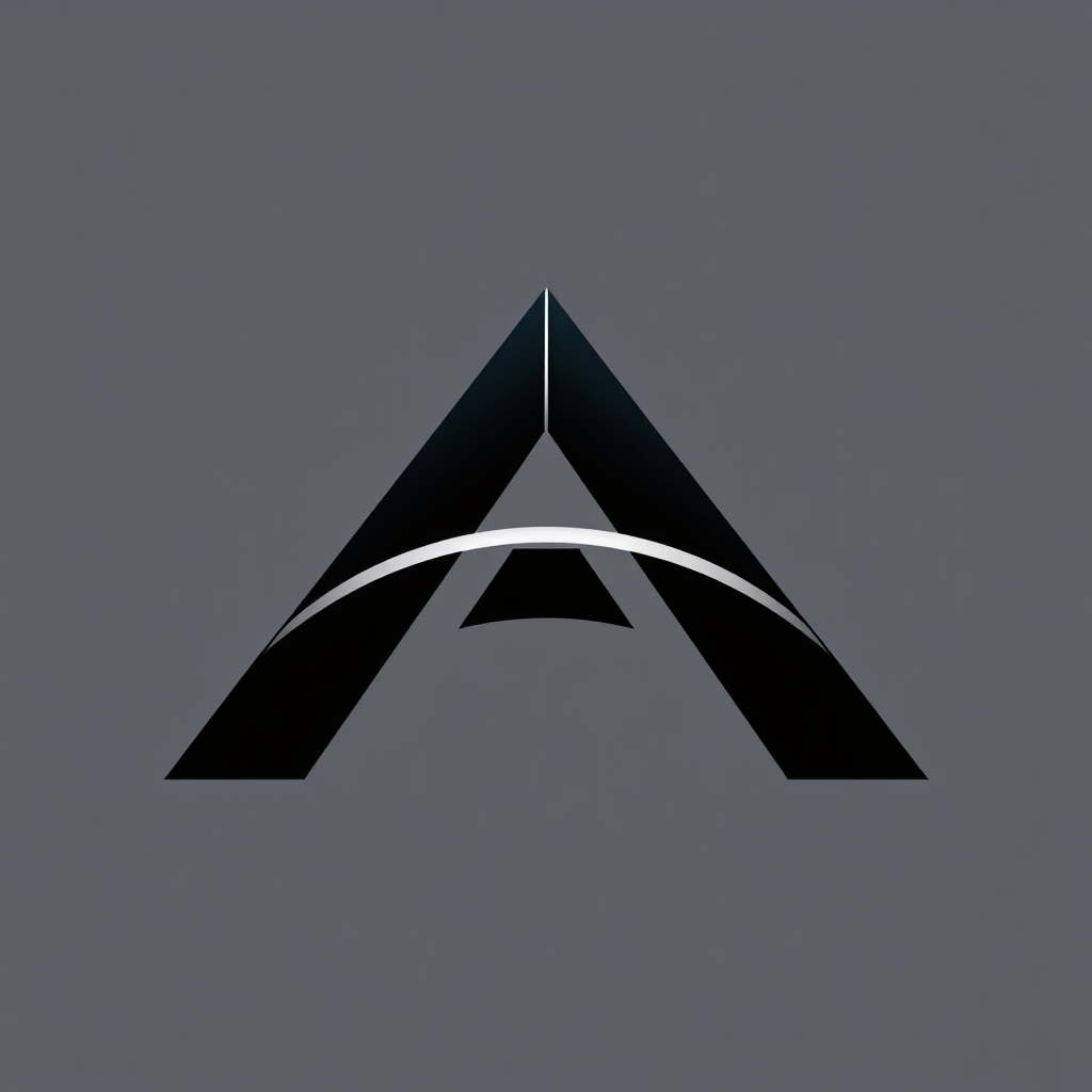 Main logo studio: Design an iconic premium technology emblem for a brand called ArcAxis. Create a completely original, sophisticated symbol with precision geometry, ele