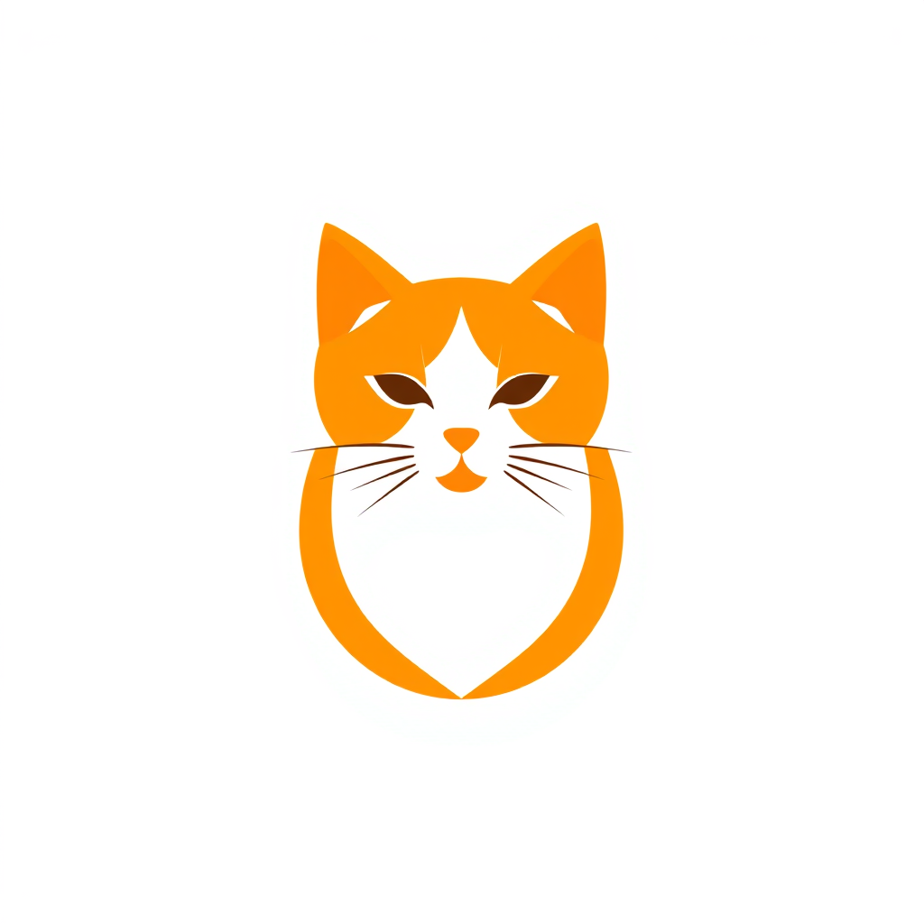 Minimalist Logo idea: minimalist logo, simple geometric mark for Hazme un logo para una repostería de un tierno gatito color naranja asicalandose sentado con un postre de p