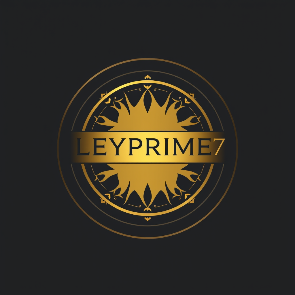 Main logo studio: Create a premium professional e-commerce logo for LEYPRIME7. Make it a perfectly circular logo/emblem, with everything contained inside the circle. No