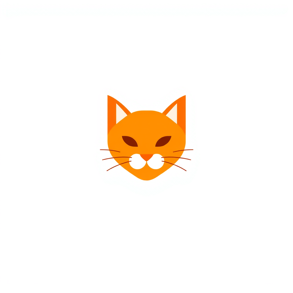 Minimalist Logo idea: minimalist logo, simple geometric mark for Hazme un logo para una repostería de un gatito lindo color naranja , flat vector, clean lines, centered, so