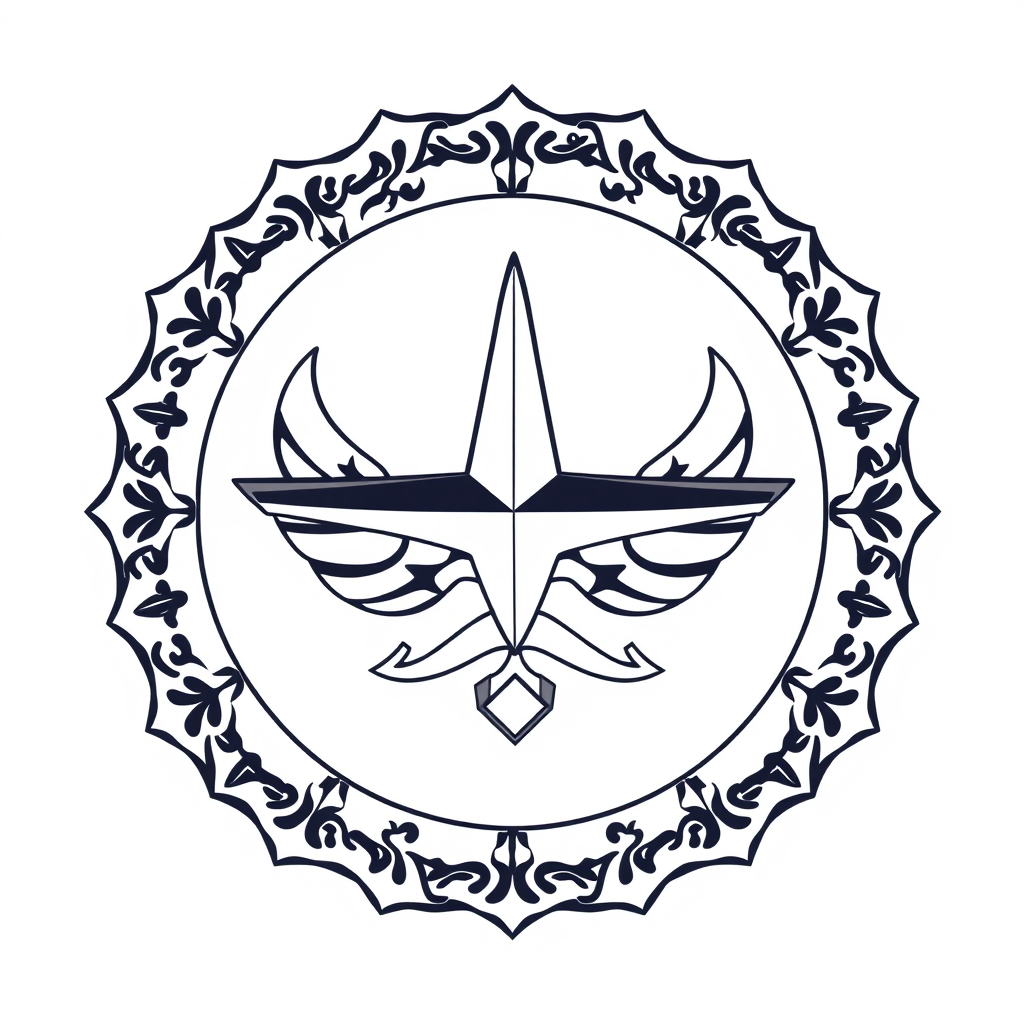 Emblem Logo idea: emblem logo of United Islamic Air Corps air force emblem for plane usage yeah , intricate crest seal badge design, symmetrical emblem, detailed border
