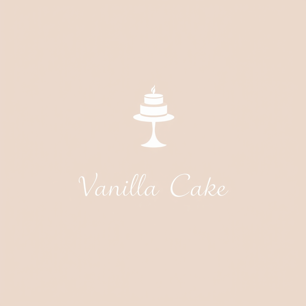 Main logo studio: I want a minimalist logo for a cake brand called **Vanilla Cake**. The logo should feature a simple, elegant minimalist cake icon, with clean lines an