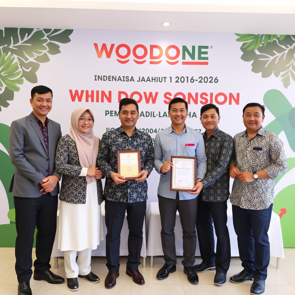 Main logo studio: PT WOODONE INTEGRA INDONESIA memperingati 10 tahun 2016-2026, bahasa indonesia