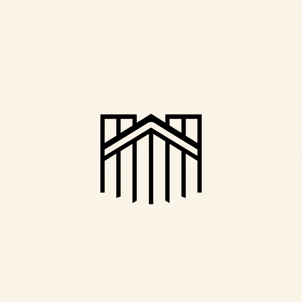 Main logo studio: Refine this logo while keeping the same core geometric concept. Make the structure cleaner, more balanced and sophisticated, with fewer precise lines 
