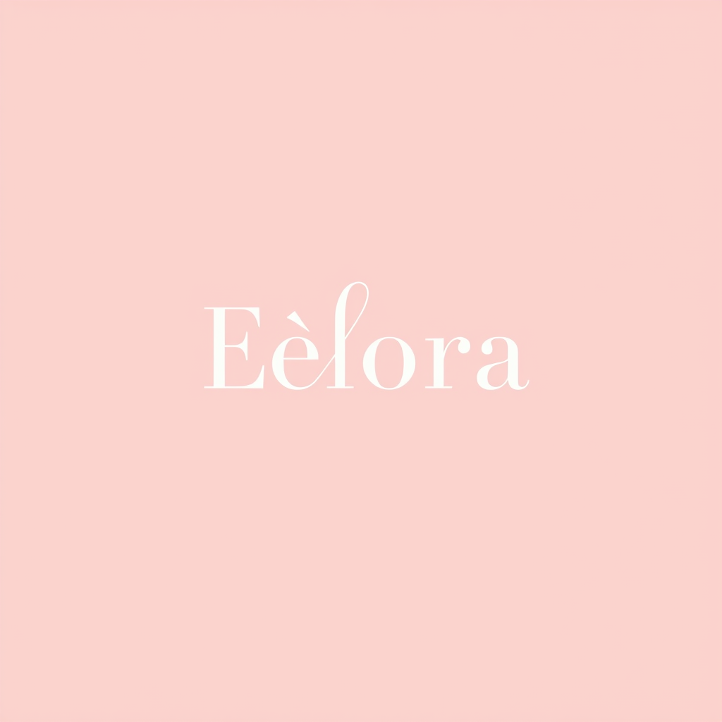 Main logo studio: Design a simple, delicate, feminine and elegant logo for “Élora”. Use a soft blush pink and ivory background, refined gold lettering, subtle floral li