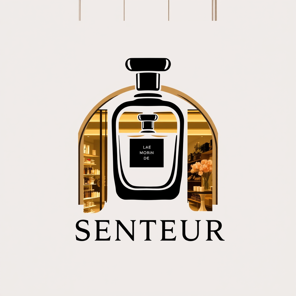 Main logo studio: the name is maison de Senteur, its a parfume shop. only the logo. maison de senteur. just a logo with a parfume bottle in it. better. maison de senteu