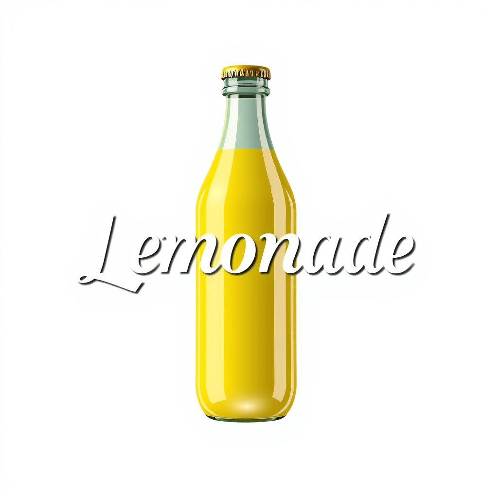 3D Logo idea: 3D logo for make me a logo that is classic with a lemonade bottle . make the logo say Lemonade Legacy. , three-dimensional render, realistic depth and