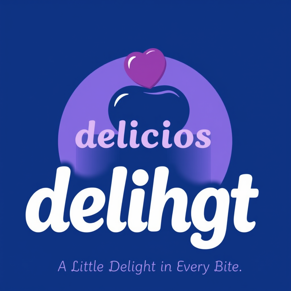 Main logo studio: ok so my comany sells treats like pudding cookies brownies ext and the color are going to be dark blue light purple and light blue the name is delicio