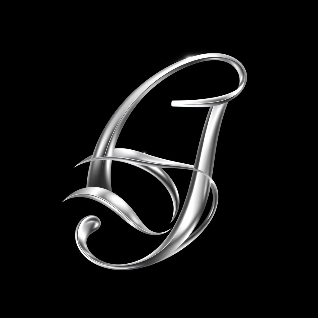 Main logo studio: Create an ultra-luxury logo using ONLY “AJ”. Merge A and J into one unique, elegant monogram with flowing curves, sharp couture details and custom des