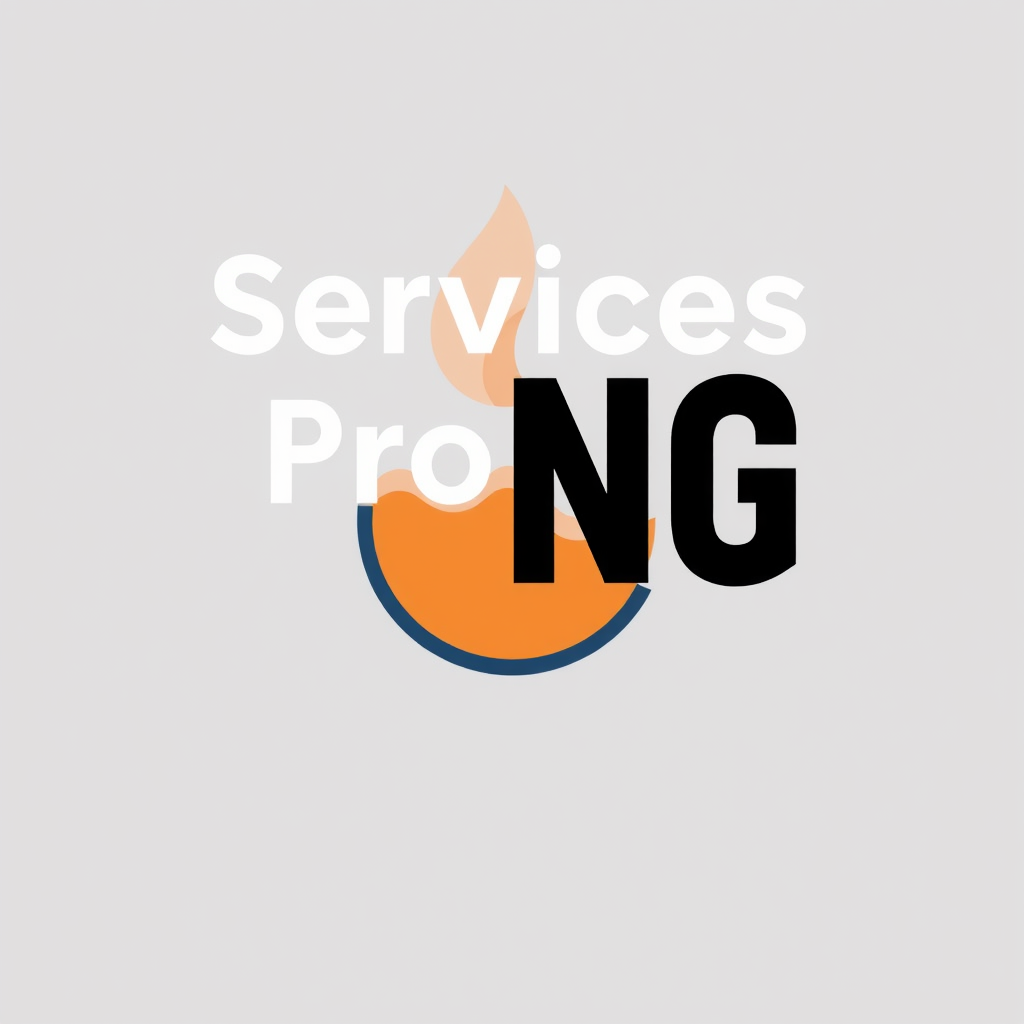 Main logo studio: Services Pro NG écrit, logo batiment