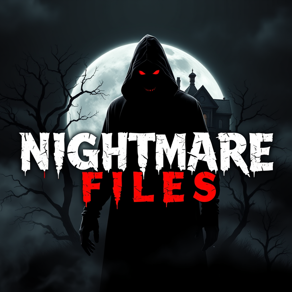 Main logo studio: Create a premium, professional, cinematic horror logo for a YouTube channel named “NIGHTMARE FILES”. OUTPUT FORMAT: TRUE TRANSPARENT BACKGROUND (PNG W