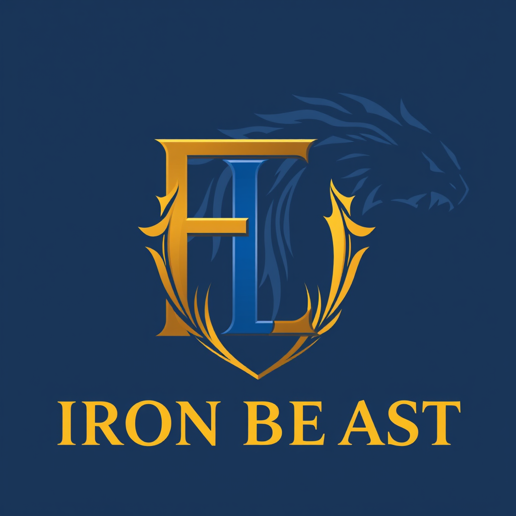 Main logo studio: elegant monogram logo combining letters F and L, gold, luxury brand “Create a logo for my gym named IRON BEAST. Put a BEST IMAGE FORM YOUR SIDE in the