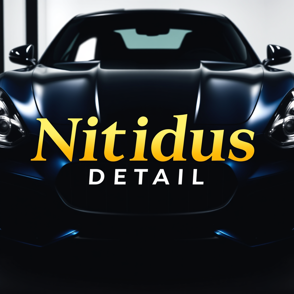 Main logo studio: My brand is called "Nitidus Detail" and it offers premium car detailing. you may use black, white, blue and GOLD. I'm looking for a logo that only sho